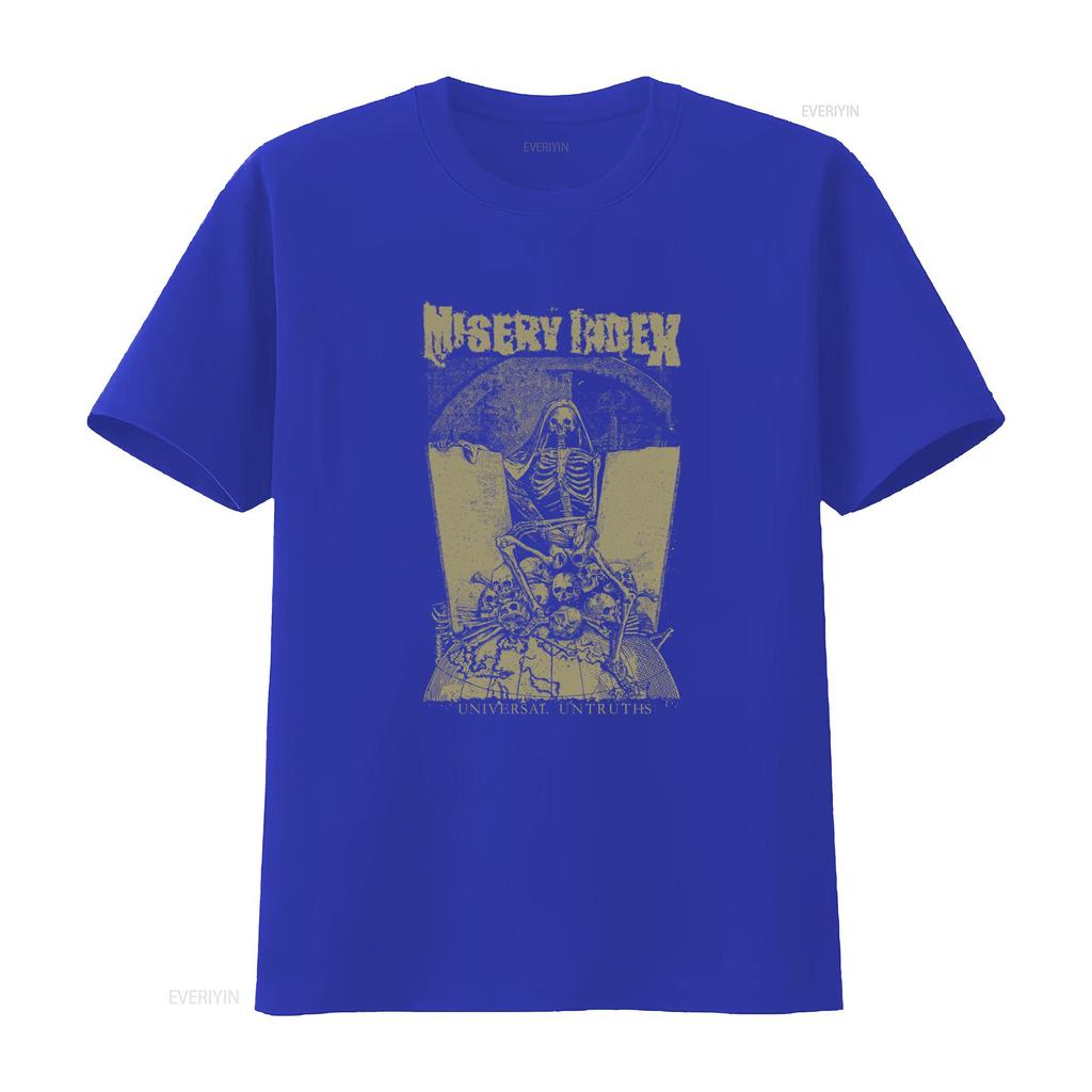 Misery Index Maglietta Verità Universali Nera Uomo S 5XL Design Teschio Scheletro Top Lavato Vintage Per l'Uso Quotidiano graphic