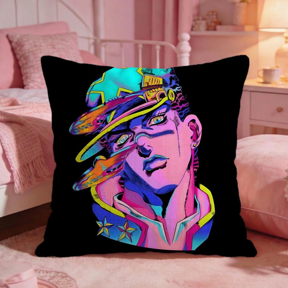 jJoJo Bizarre Adventure Cushion Cover Premium Comfort Reversible Pillow Cove Two in One Design for Any Room Car Interior