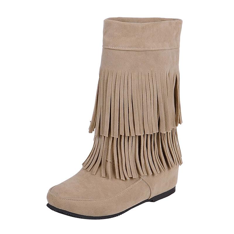 Fringed Boots, Extra Boots In Autumn and Winter, European and American Style Large Size Boots
