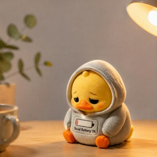 Creative Desktop Accessory Emotional Support Duck Figurine, Resin Yellow Ornament, Decorative Craft for Office Cute Statue Home Desk Decor Figurine