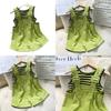 Stylish Summer Girls Two Piece Outfit Set With Trendy Sleeveless Top And Striped Adjustable Suspenders