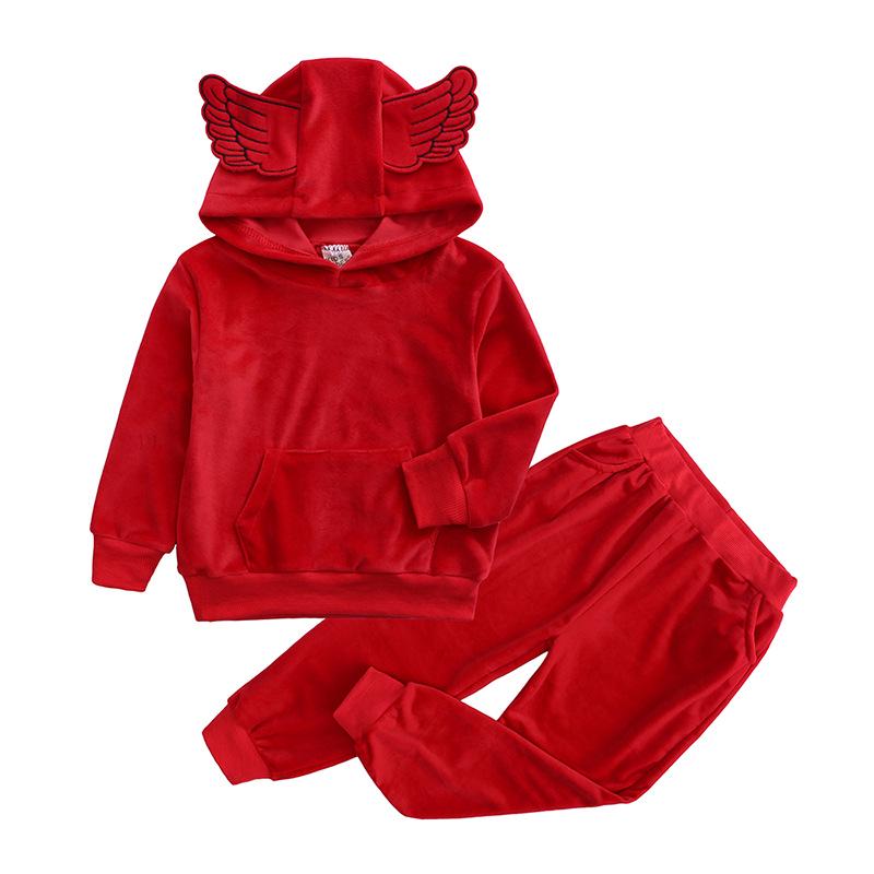 Gold Velvet Children's Autumn/Winter Two-Piece Set for Boys and Girls - Trendy Sweatshirt Outfit