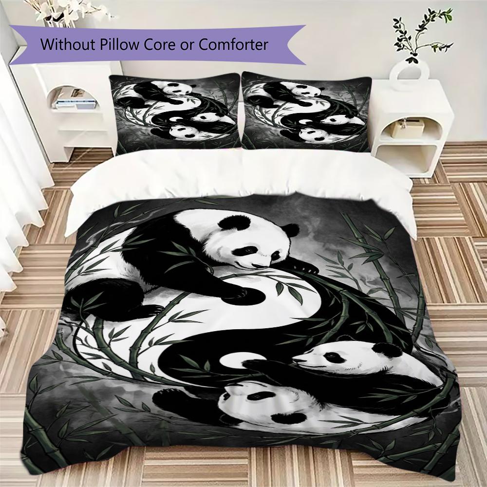 Bear and Panda Pattern Bedding uilt Set uilt Cover Pillowcase Home Decoration Birthday Gift (1 * duvet cover + 2 * pillowcase  without core)169