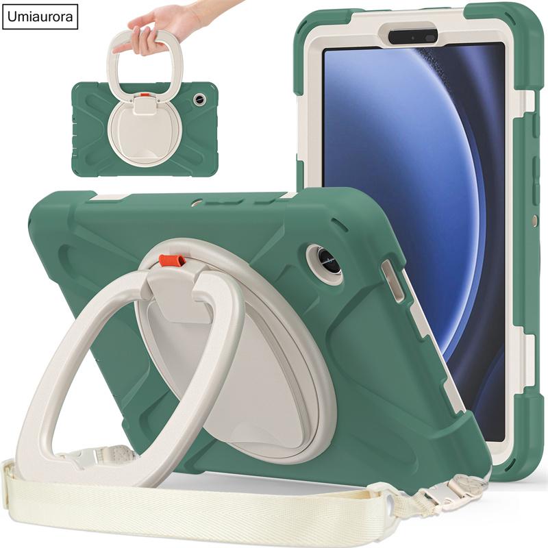 For Samsung Tab A7 A8 A9 A11 Plus SM-X230 X210 X200 T220 S6 Lite 10.4" Shockproof Tablet Case Pull Ring Stand Strap Rugged Funda
