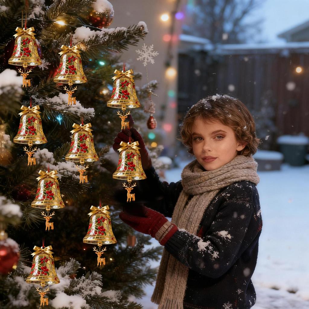 Christmas Bell Ornaments Reindeer Santa Home Decor Gold Bells For Christmas Decorations For Tree Wall Door Fireplace Garland Car