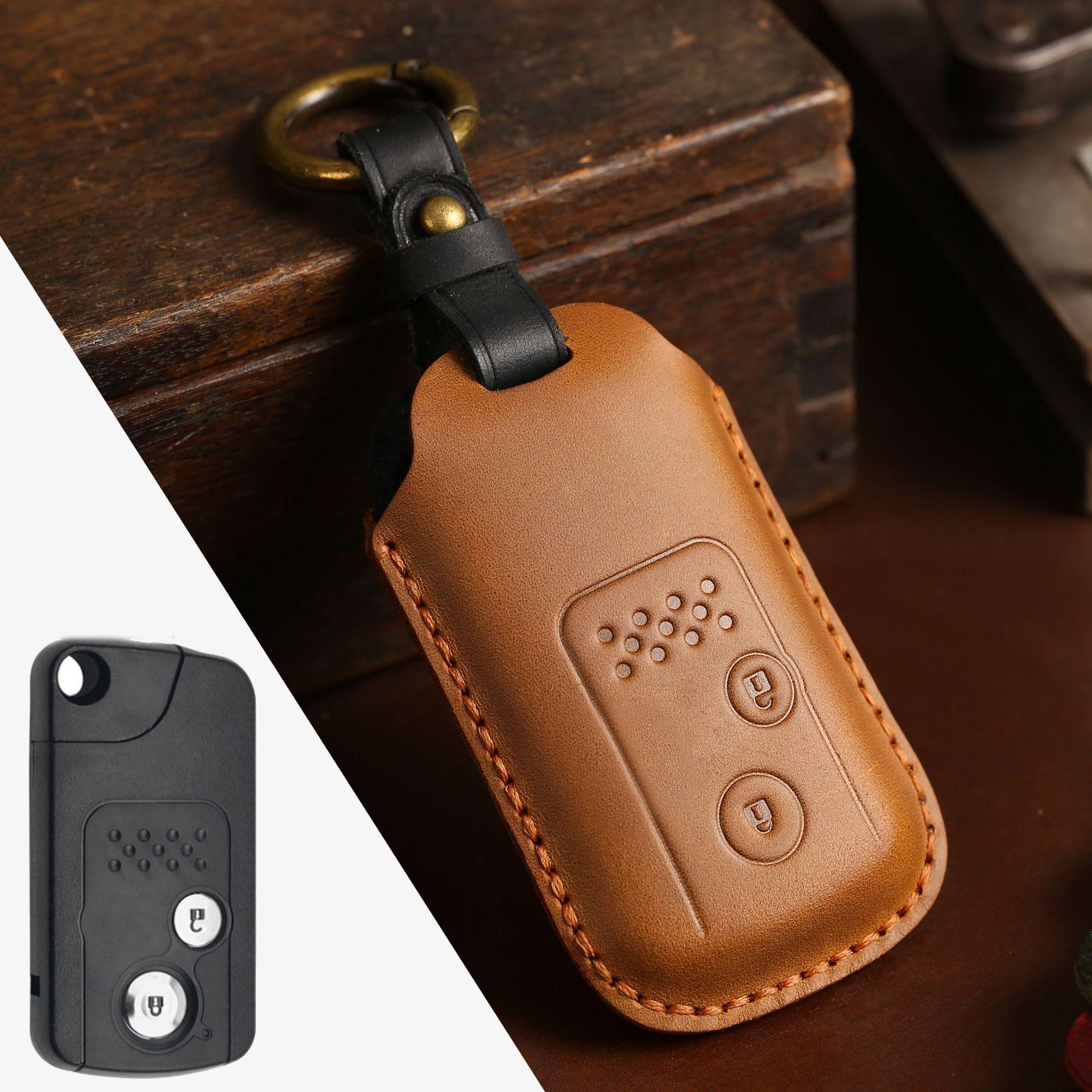 

Crazy horse leather key cover is suitable for Honda key cover Accord key cover handmade car key cover bag