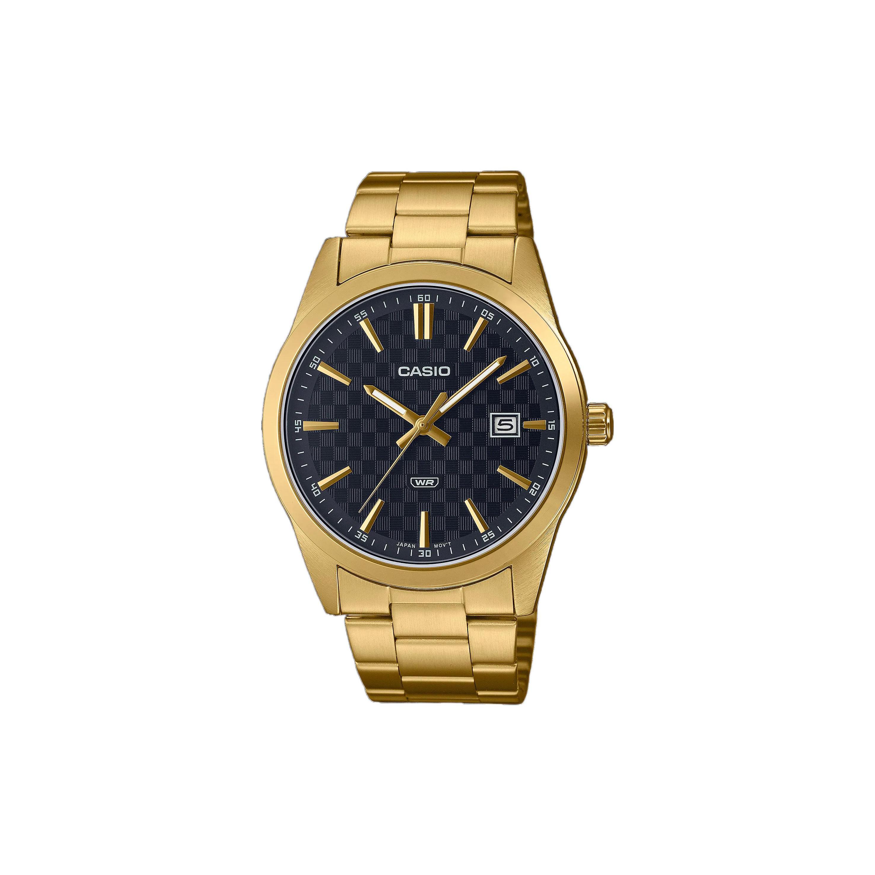 CASIO Men Standard Series Black Watch MTP-VD03G-1A MTP-VD03G-1A Black Gold Watch Dial