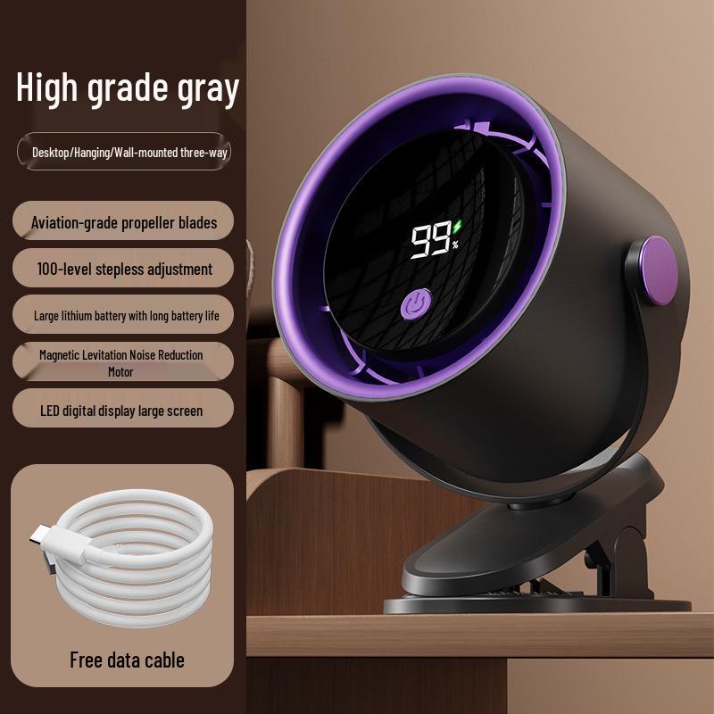 

Custom Digital Display Desk Fan: Multi-Functional Clip-On with 100 Speed Settings for Dorms & Offices Clip Fan Version серый