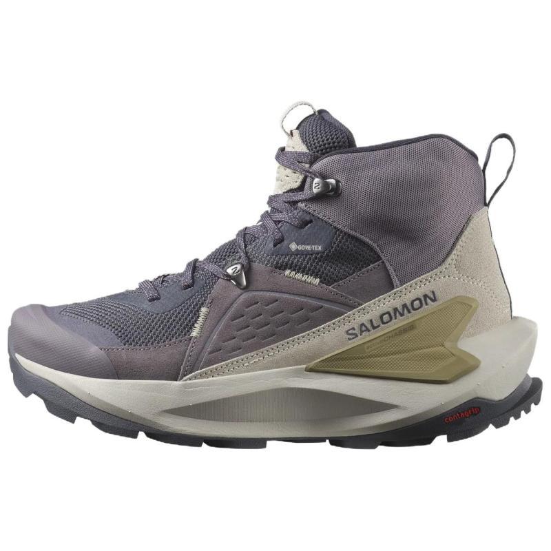 SALOMON Elixir Anti-Slip Wear-Resistant Mid-Top Trekking Shoes Women's Purple Gray Sneakers L47576800
