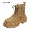 fashion Winter Chunky Platform Combat Boots Women Thick Bottom Plush Warm Ankle Boots Woman Fashion Metal Decor Motorcycle Booties 2024