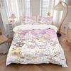3pcs Fireworks Sanrio Characters Printed Quilt Set - Includes 1 Quilt Cover and 2 Pillowcases, Machine Washable - Suitable for All Seasons.W035