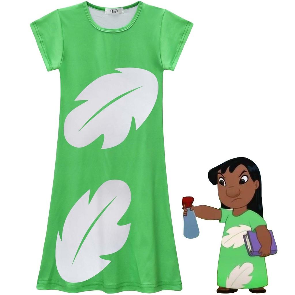 Vestito per Bambina Lilo e Stitch in Tessuto Poliestere con Stampa Astratta per Primavera Autunno Gioco