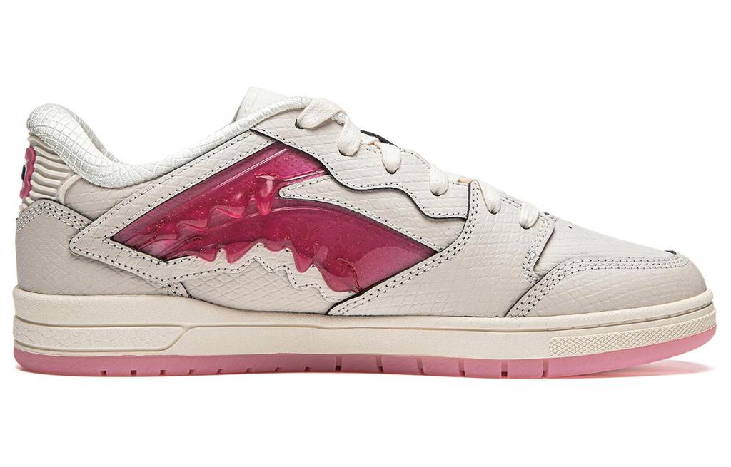 Li Ning Wave Pro Cushioning, Wear Resistant Low top Skateboard Shoes Unisex Ecru/Princess Pink AECU043-4