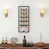 Wall-mounted Wine Rack In Wood and Steel for 15 Bottles of and 4 Glasses. 35x25x86cm