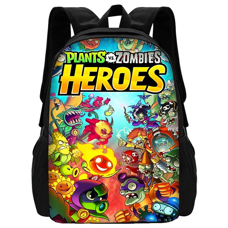 Child Hot Game For P-Plantss Vs Z-Zombiess School Backpack with Lunch Bags ,Pencil Bags ,School Bags for Boys Girls Best Gift