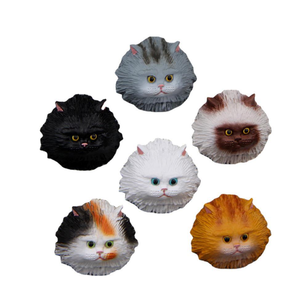 Cute Cat Head Magnetic Refrigerator Stickers - 6 Warm Colors, Japanese/Korean Inspired, Iron-Absorbing Magnets