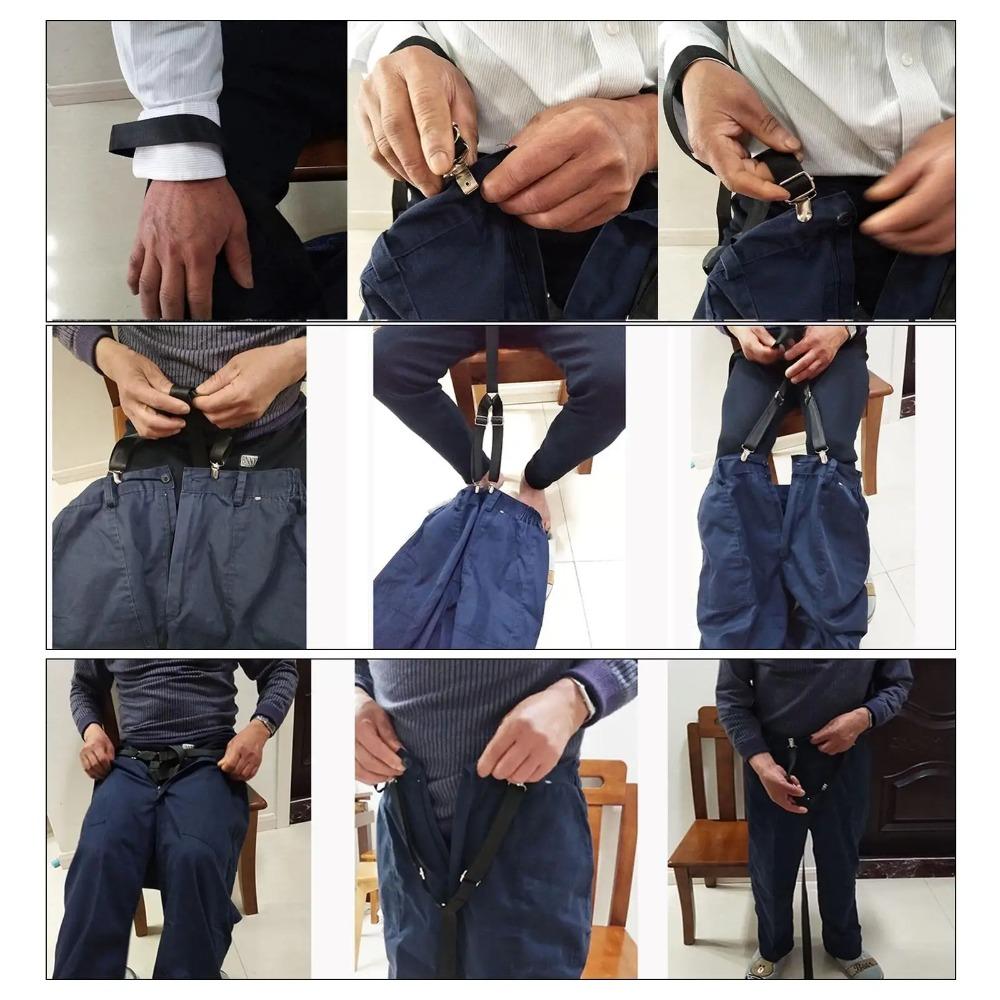 2Pcs Set Clip and Pull Pants Dressing Aid Strap Black Trouser Pulling Helper  Pregnant Women