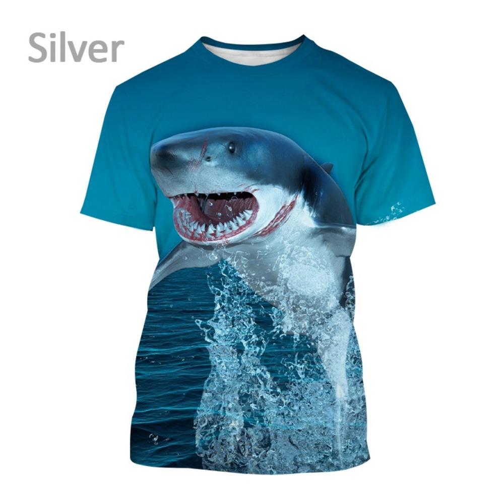 Trendy New Animal Big Shark 3D Printing T-shirt Retro Men's Summer Casual Fashion Men's T-shirt Top