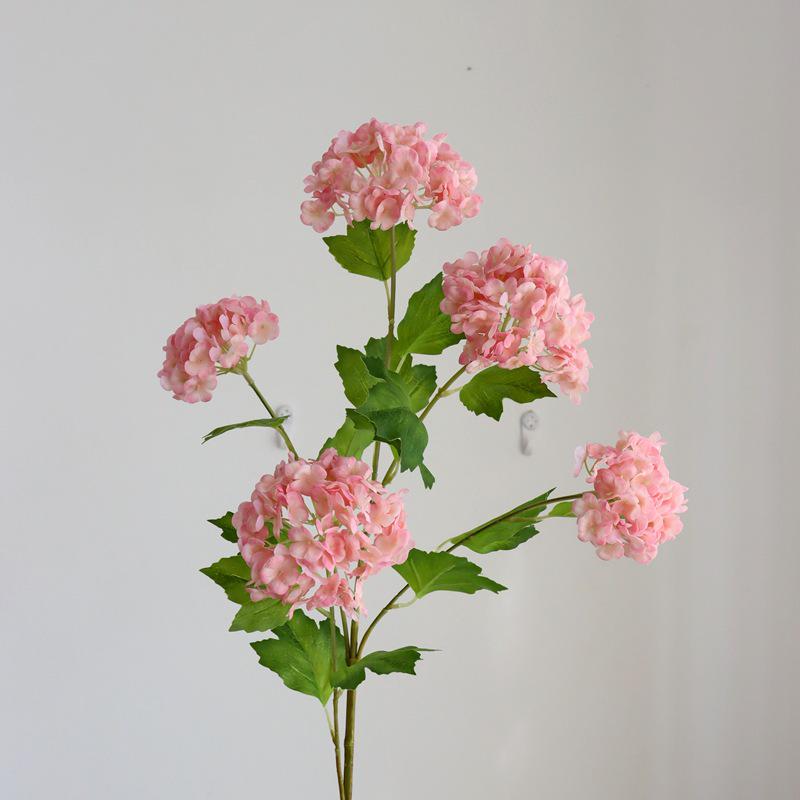 Premium Realistic Snowball Hydrangea Artificial Flowers - 5 Long-Stem Blooms for Wedding or Home Decoration
