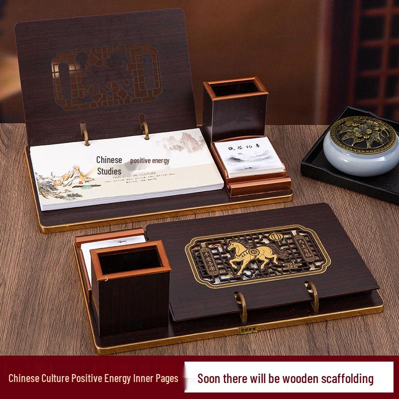 2026 Chinese Wooden Weekly Desk Calendar: Year of the Horse Creative Ornament Gift Set