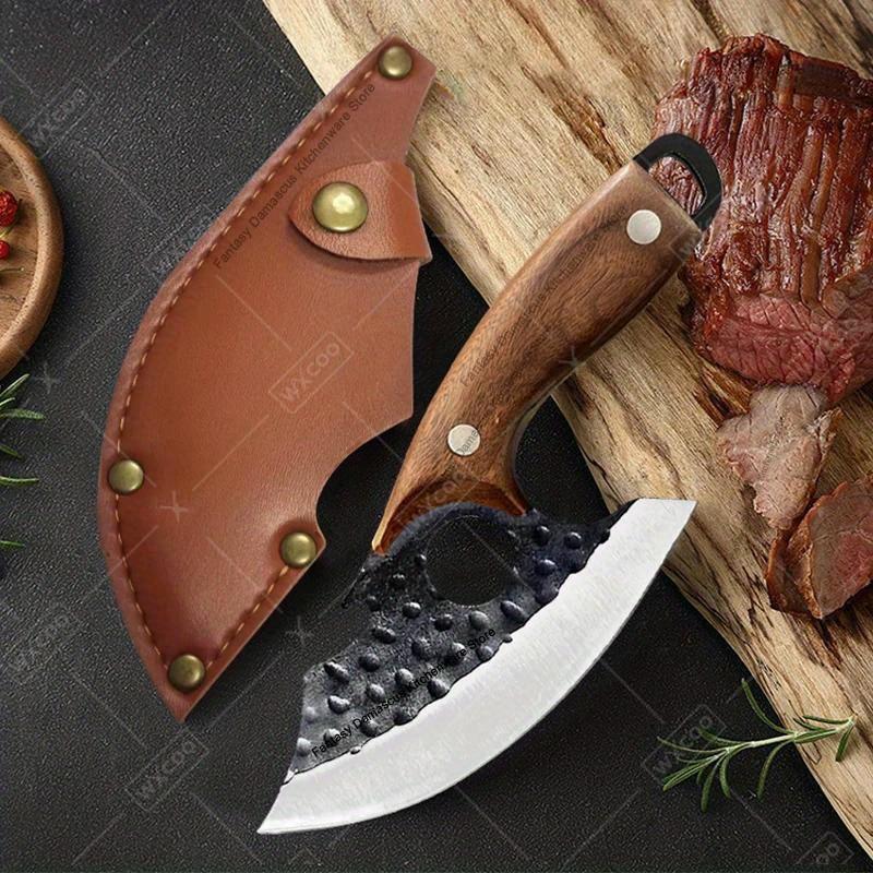 1pc Kitchen Knife Small Pocket Knife Stainless Steel Boning Knife 4.9in Hand Forged Mini Slicing Knife with Sheath