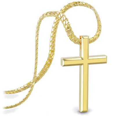 Cross Necklace Pendant Gold Jewelry Chain Men Gift Ideas Birthday Day Punk Rock Day [SERASAR] Men's Father's Valentine's