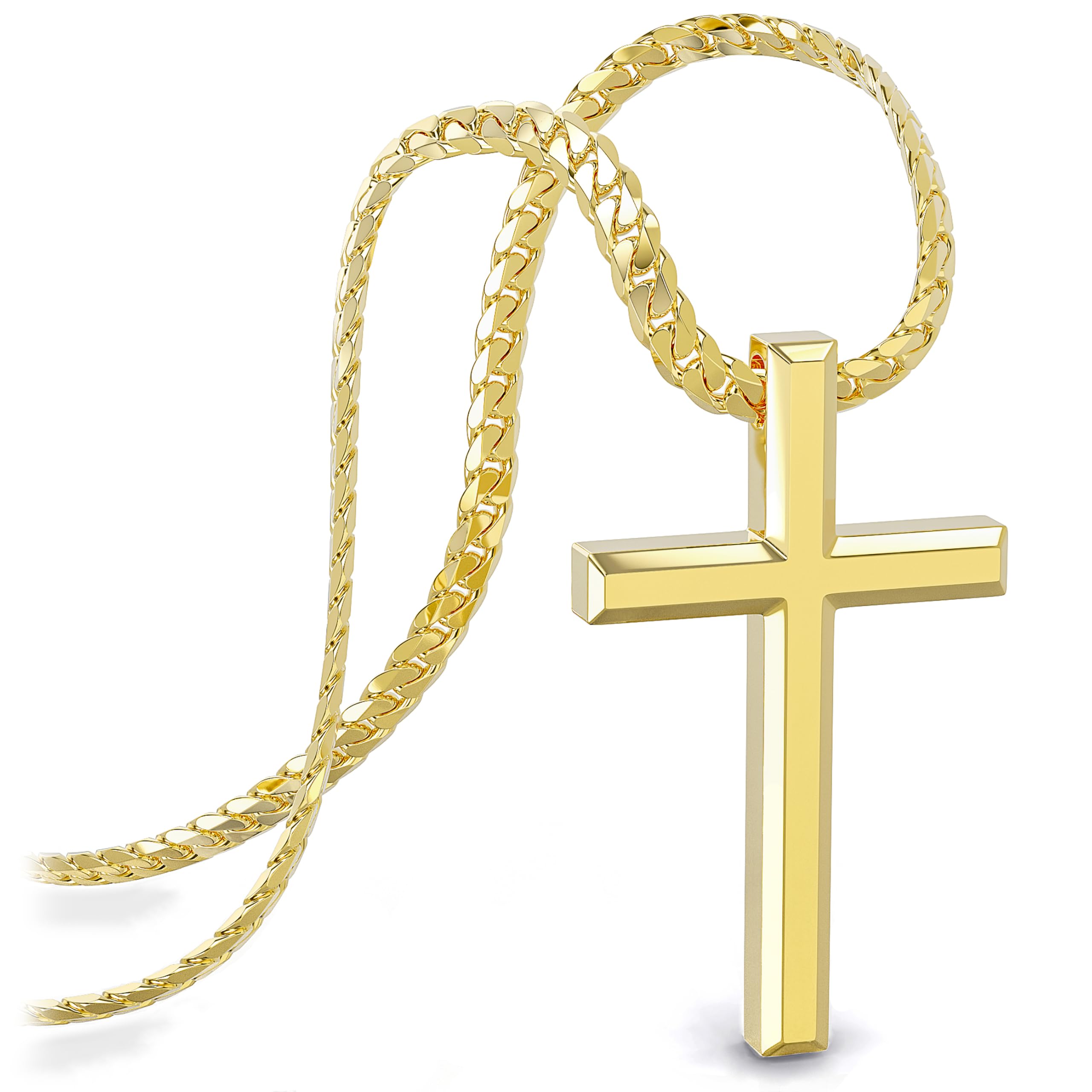 Kreuz Halskette Anhänger Gold Schmuck Kette Männer Geschenkideen Geburtstag Tag Punk Rock Tag [Serasar] Herren Vaters Valentinstag Gold