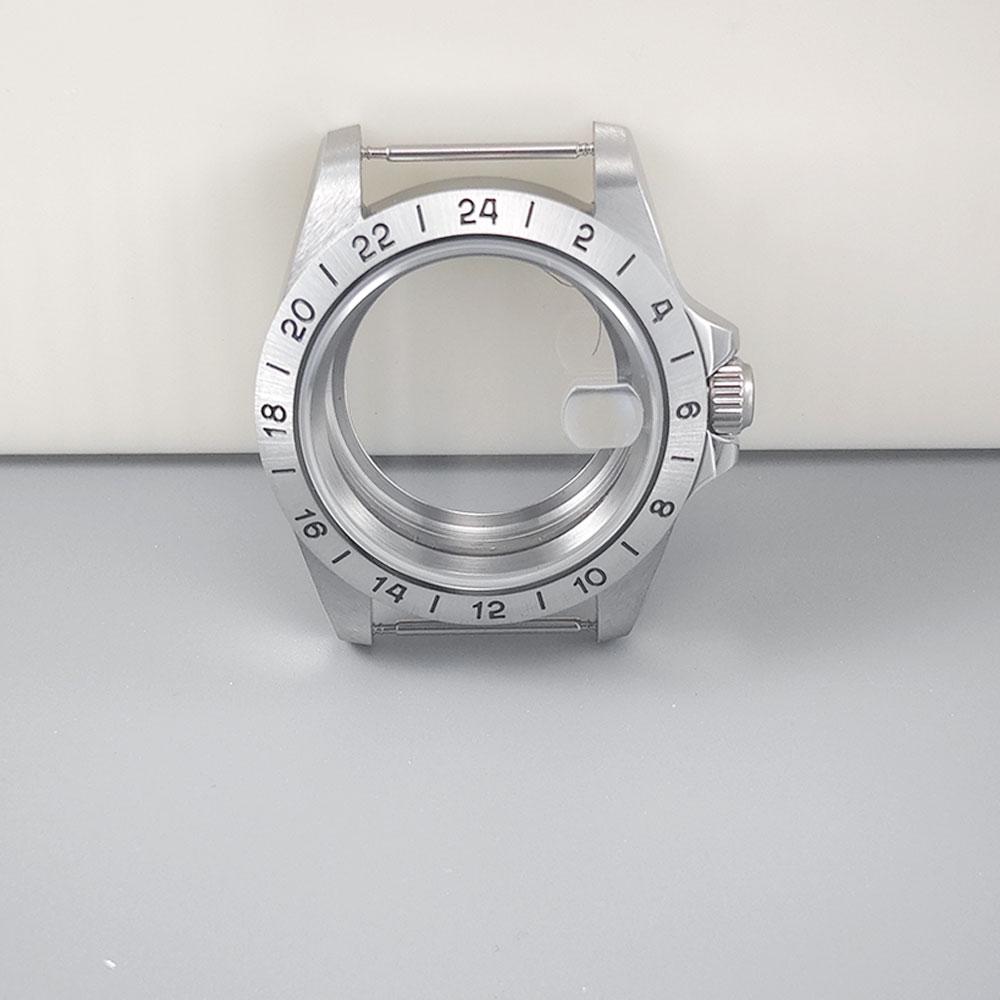 39MM Old EXP 24 Hour GMT Steel Bezel Watch Case for NH34 NH35 NH36 Movement Sapphire Glass Explorer Watches Case Accessories