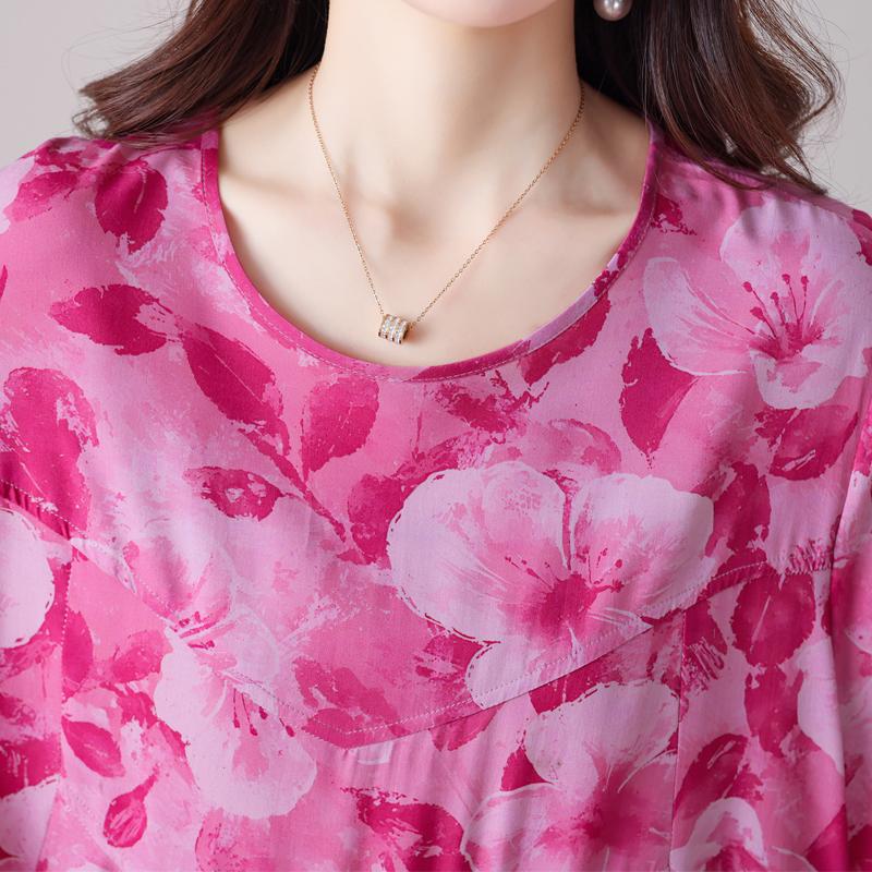 Elegant Women's Summer Dress Plus Size Casual Short Sleeve Vintage Loose Long Dress Summer Clothes