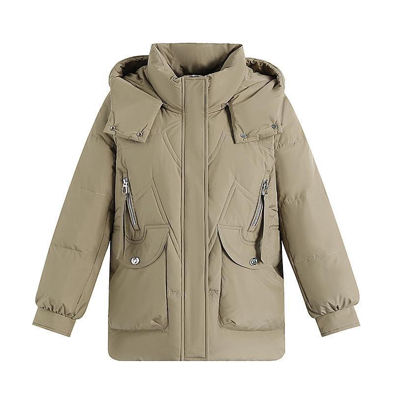 Down Jacket for Women Medium To Long Length Winter Thick and Warm Hooded Jacket for Middle-aged and Elderly Women