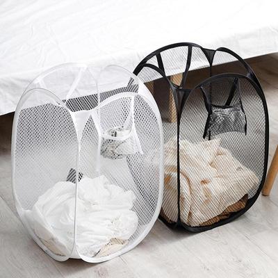 Mesh Dirty Laundry Basket Folding Dirty Laundry Sorting Basket Bathroom Cloth Mesh Storage Bag Pop Up Clothes Storage Baskets