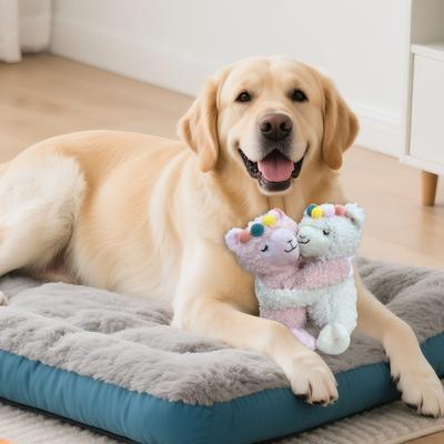 Pet Toy Hug Alpaca Shape Bite-Resistant Plush Dog Chew Toy with Built-in Sound Device Soft Interactive Stress Relief Toy
