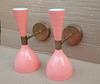 Pink Brass Diabolo Wall Sconce - Mid Century Modern Light (Set of Two)