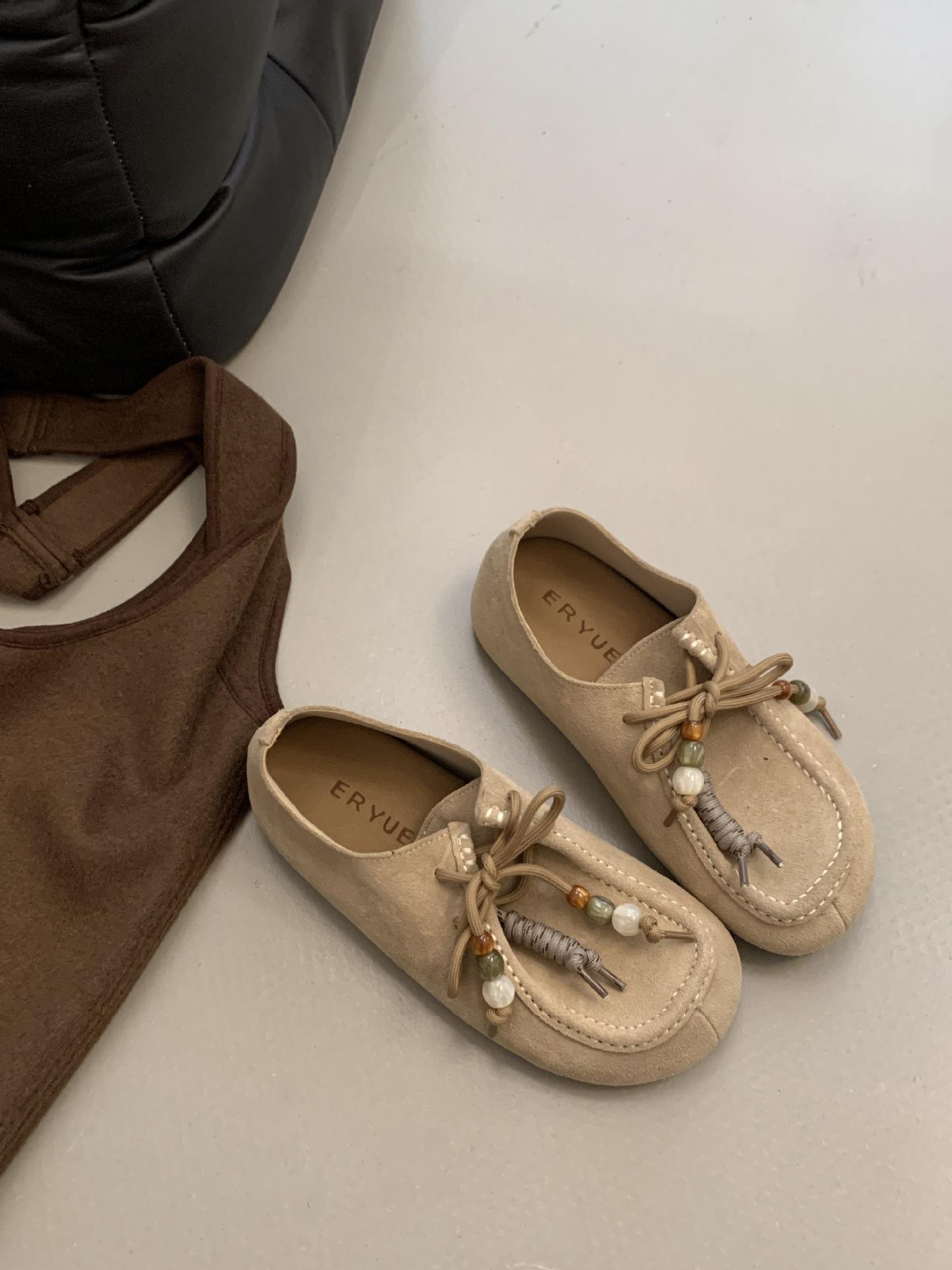 

Новые матовые кожаные Birkenstocks осень 2025 корейский ретро средневековые элементы дизайн с бусинами Birkenstocks 40 хаки