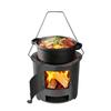 Wood Burning Stove Outdoor Camping Hiking Picnic BBQ Cooking Stove with Handle Portable Stainless