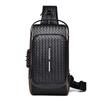 Mens Fashion Casual Woven Sling Bag Large Capacity Chest Bag Waterproof Pu Leather One Shoulder Sport Cycling Bag