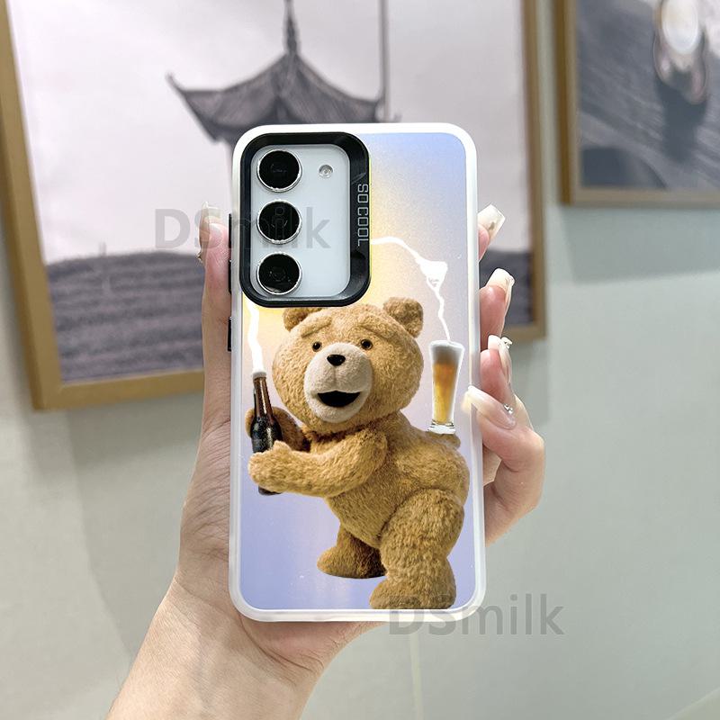 Husă pentru telefon mobil Samsung S24Plus cu design laser colorat - Compatibilă cu S23/S22/S21 - Cu Aurora White și design drăguț TD Bear.