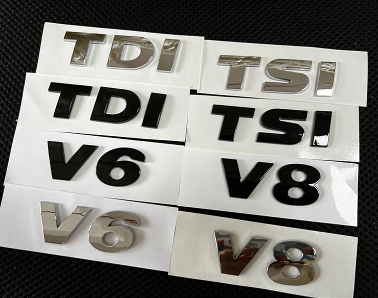 1pcs 3D ABS high quality V6 V8 TDI TSI car Letter BSDG Rear trunk Decals Emblem badge sticker Decal styling