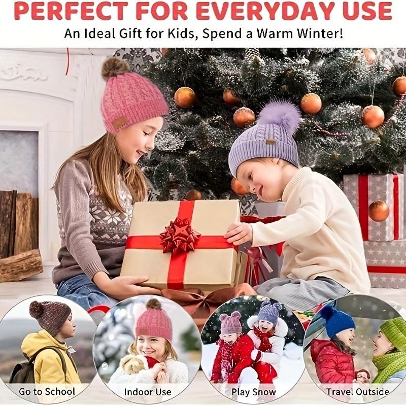 New Children's Hats, Scarves, Gloves, Three-piece Set, Boys and Girls Single-ball Double-ball Knitted Hats