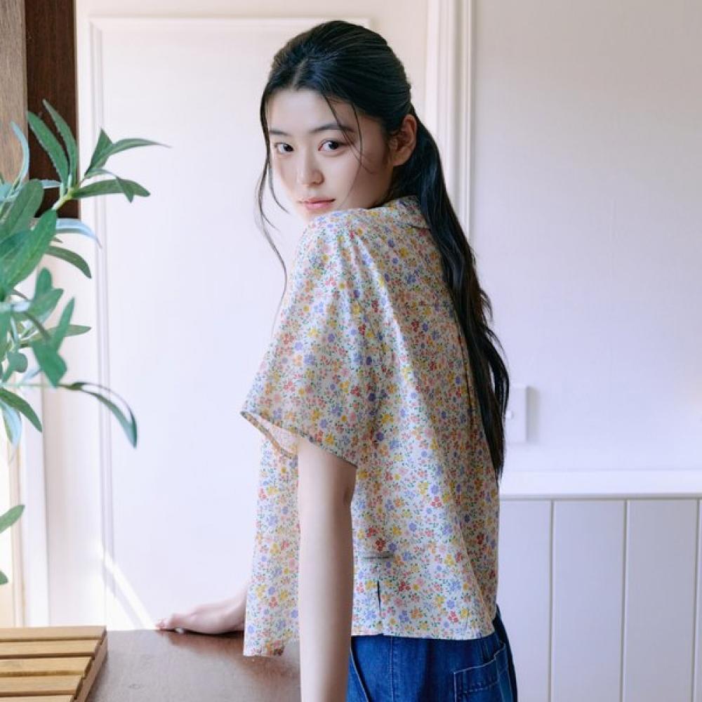 Thursday Island Women Flower Pattern Round Collar Blouse T264mbl291w
