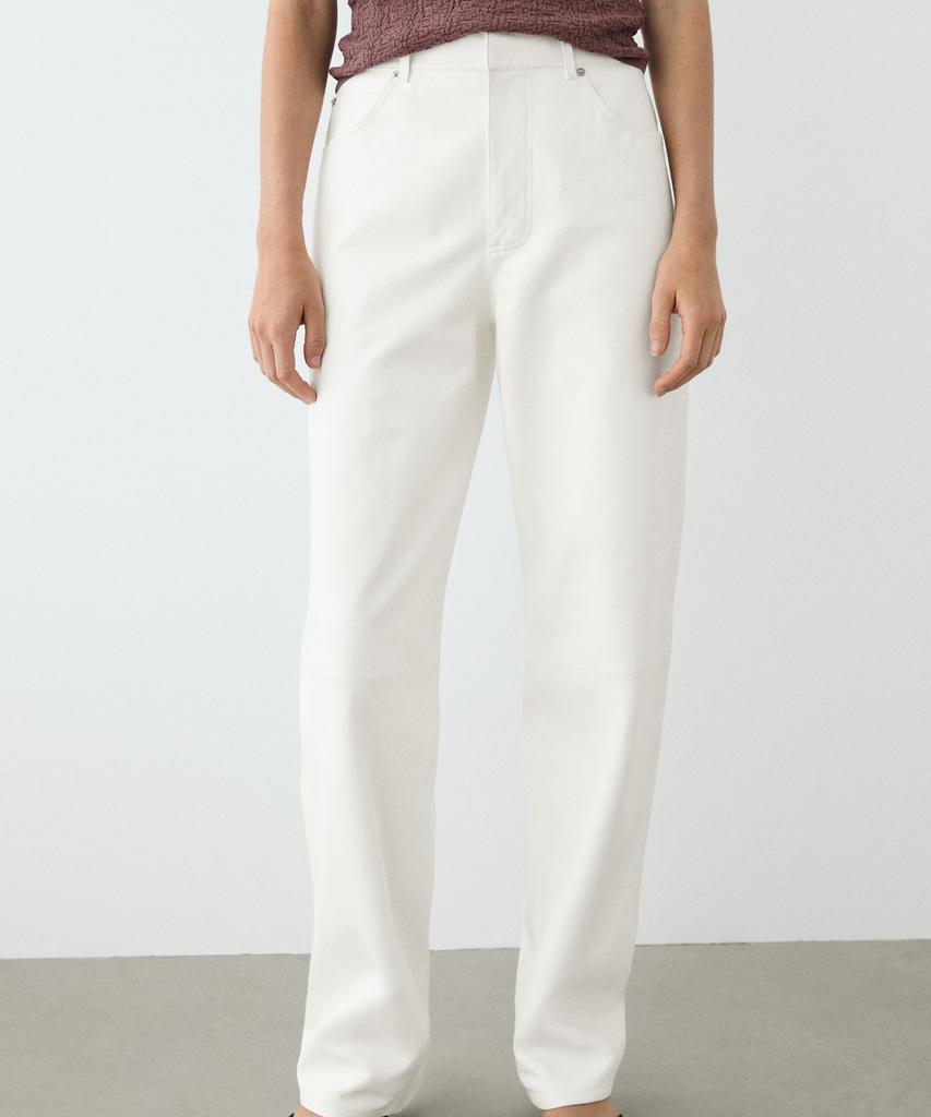 Masimodutti Straight Fit Leather Jeans