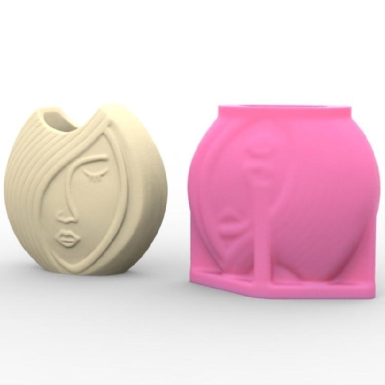 Personalized Gift and Decor Vase Mould Abstract Face Shape Vase Silicone Mold Creative Flower Pots Home Ornament Moulds