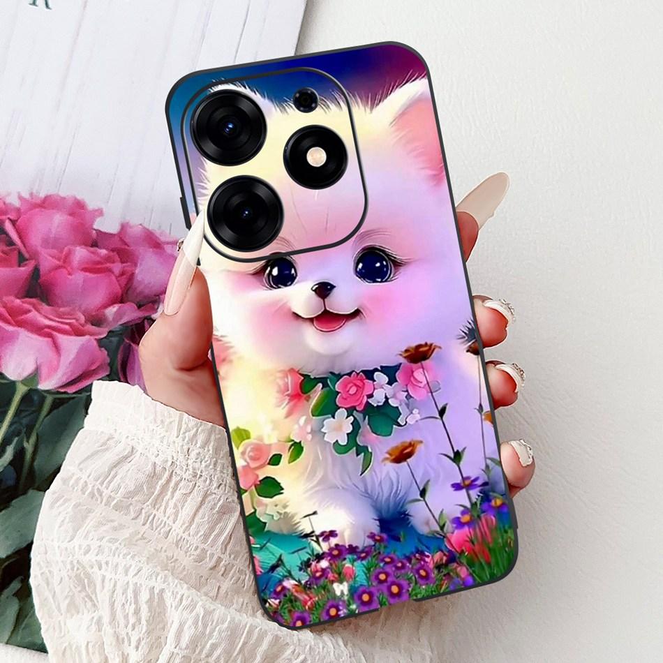 For Tecno Spark 10 Pro Phone Case Spark 10Pro 4G KI7 Elegant Floral Cat Printing Soft Silicone TPU Cases