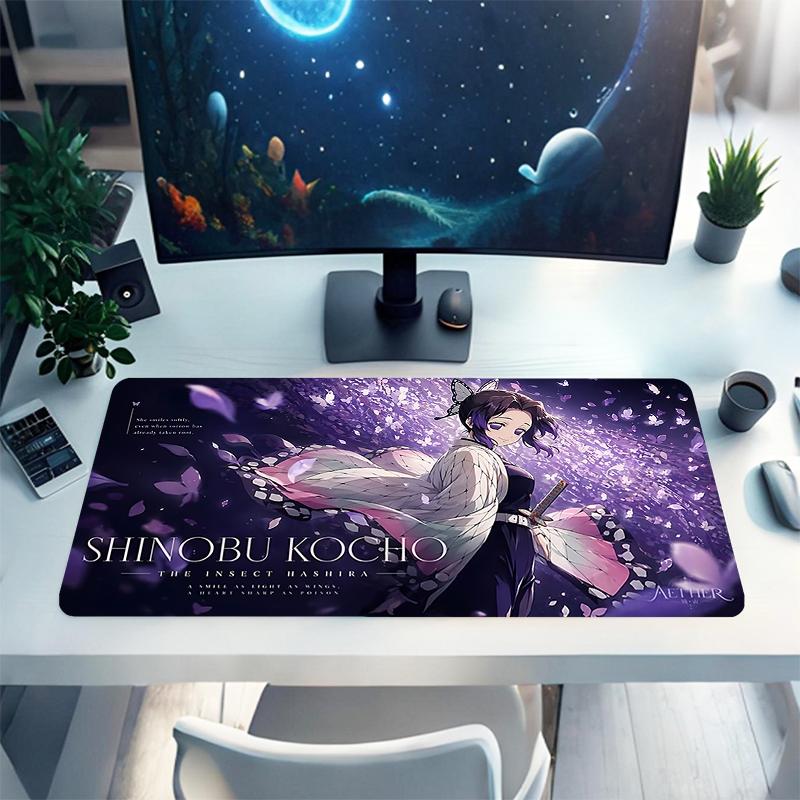 1 Stück Shinobu Kocho Butterfly Dreams Gaming-Mauspad Tastatur Schreibtischmatte Rutschfeste Gummikante Wasserdicht Computer-Mauspad für Büro Heimdekoration Y13