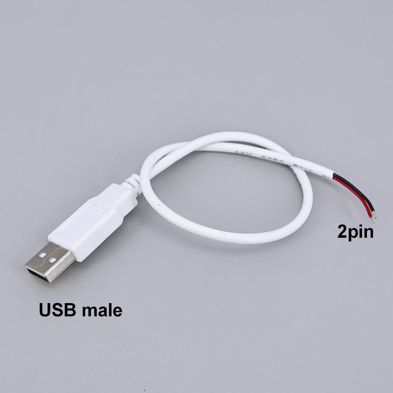 2pin 4Pin 5V USB 2.0 Power Supply Cable Female Male Jack Charging Extension Connector Wire white 0.3m 1m 2pin male 0.3m