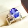 Tanzanite Oval Cut Gemstone With 925 Sterling Silver Ring For Men's #B667 JL375688146923
