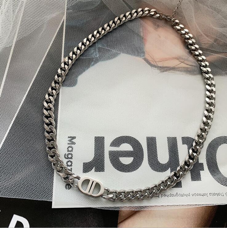2024 Trendy Double Layer Titanium Steel Necklace: European & American Design for Autumn/Winter