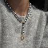 Tooxika French Retro Light Luxury Niche Grey Pearl Necklace Simple Personality Jumper Chain Female