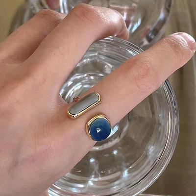 Vintage Colorful Drip Glaze Open Rings For Women  Design Temperament Metal Geometric Circle Jewelry Accessories
