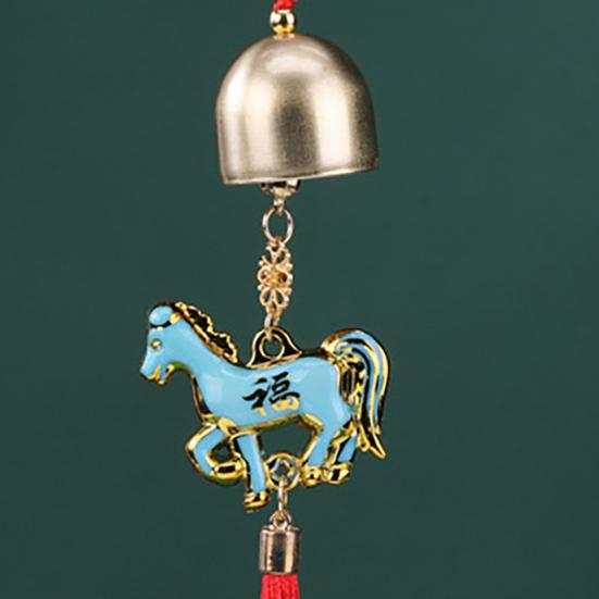 Chinese New Year Horse Pendant 2026 Feng Shui Zodiac Animal Charm Hanging Tassel Ornament with Bell for Fortune Wealth Success Home Shop Door Window